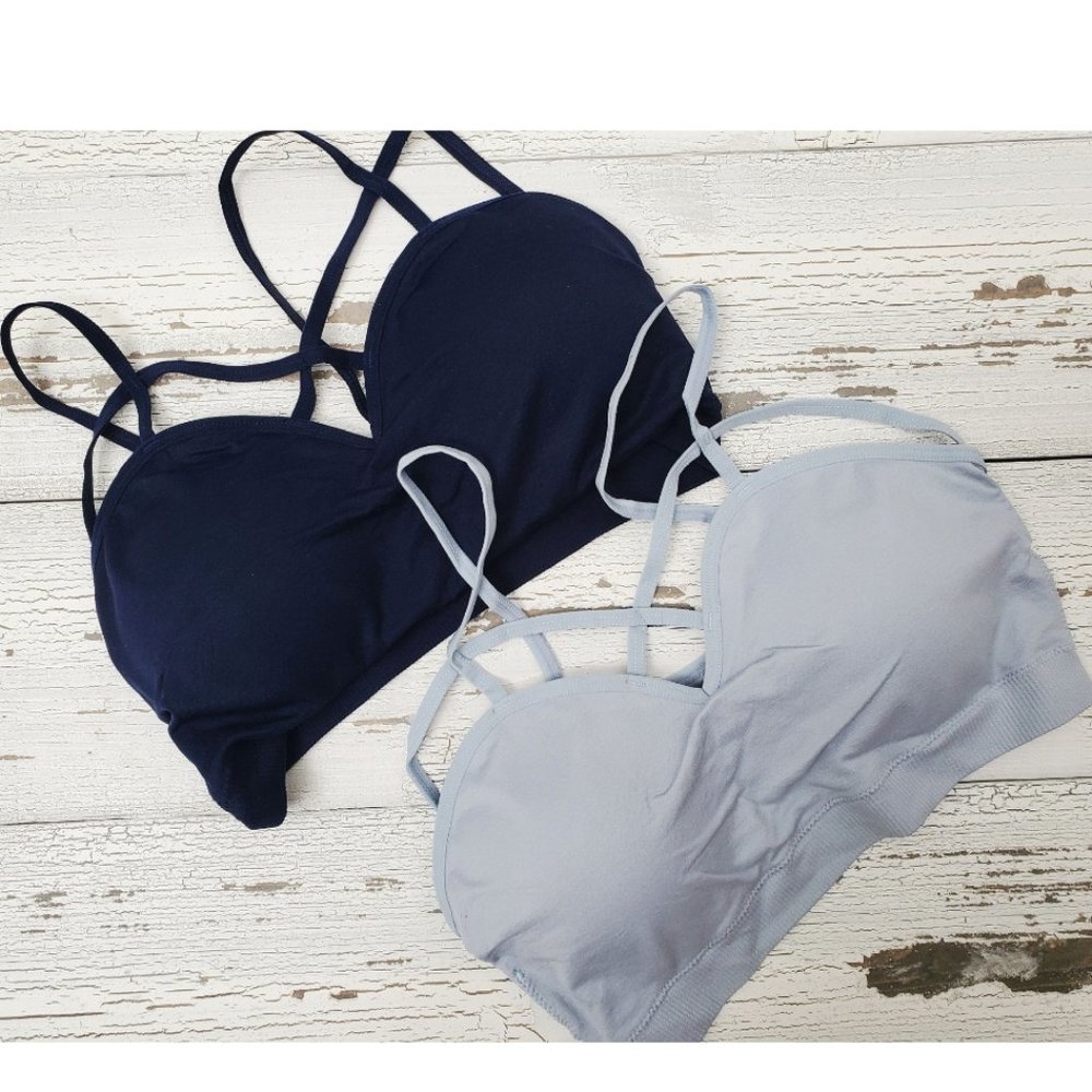Mint or Navy Seamless Criss-Cross Front Bralette